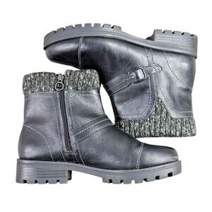 J Sport Violet Boots Womens 7 Black Faux Leather Ankle S5VLT01